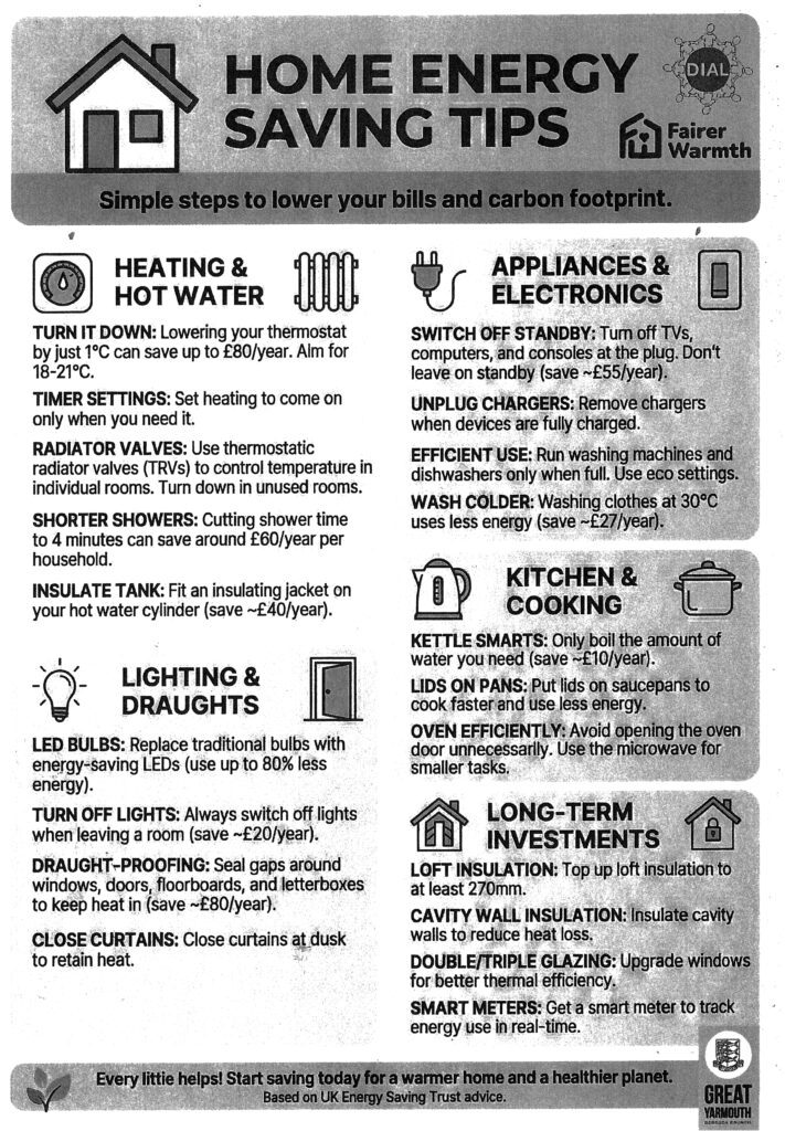 Home energy saving poster